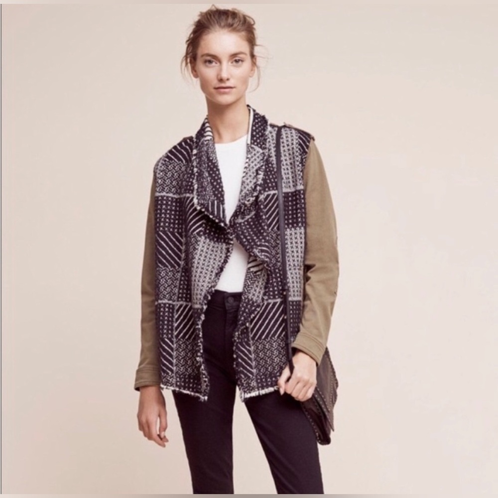 Anthropologie Army green Hei Hei jacket with boho knit front size xs